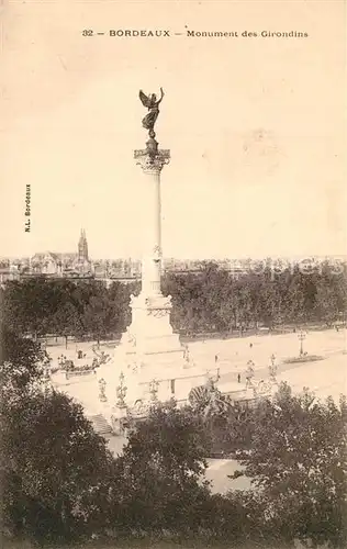 AK / Ansichtskarte Bordeaux Monument des Girondins Bordeaux