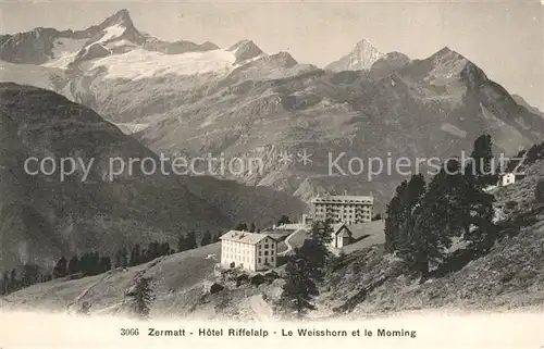AK / Ansichtskarte Zermatt_VS Hotel Riffelalp Le Weisshorn et le Moming Zermatt_VS