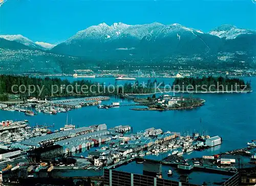 AK / Ansichtskarte Vancouver_British_Columbia A busy seaport with beautiful environs Coal Harbour Stanley Park North Shorline and the Mountains Vancouver_British