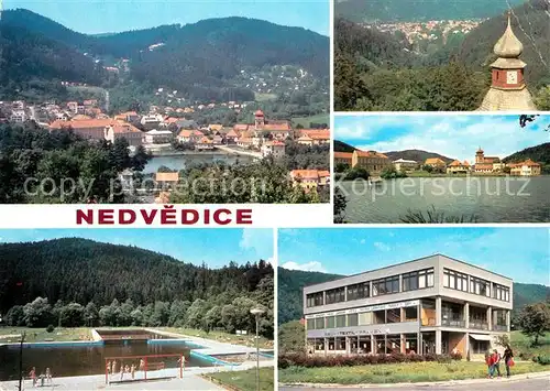 AK / Ansichtskarte Nedvedice_Okres_Venkov Panorama Schwimmbad Teilansichten Nedvedice_Okres_Venkov