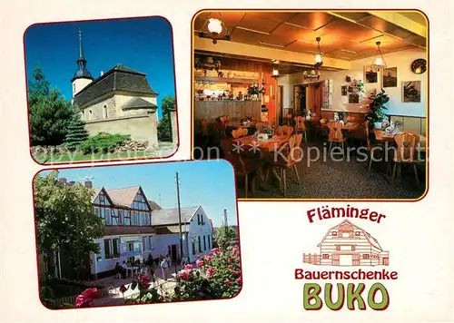 AK / Ansichtskarte Buko Flaeminger Bauernschenke Gaststube Kirche Buko