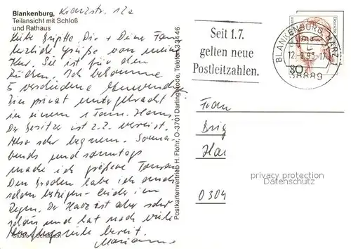 AK / Ansichtskarte Blankenburg_Harz Fliegeraufnahme mit Schloss und Rathaus Blankenburg_Harz