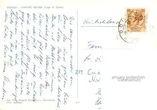 AK / Ansichtskarte Domaso Camping Gefara Lago di Como  Domaso