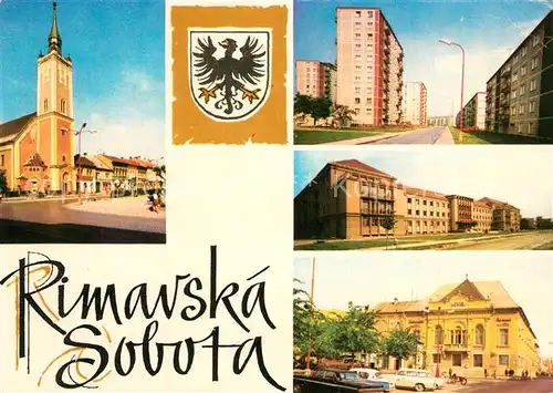 AK / Ansichtskarte Rimavska_Sobota Rim kat kostel Budova ONV Hotel Tatra Rimavska Sobota