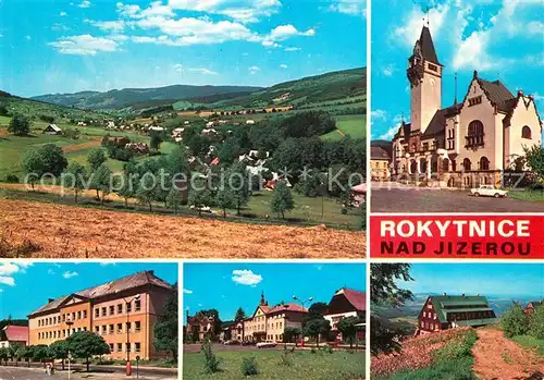 AK / Ansichtskarte Rokytnice_nad_Jizerou Celkovy pohled Radnice Skola Hotel Krakonos Chata Dvoracky Rokytnice_nad_Jizerou