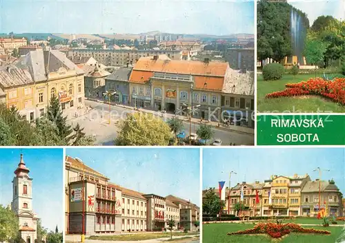 AK / Ansichtskarte Rimavska_Sobota Pohlad na mesto Kostol Skolska ulica Domov mladeze Obchodne centrum Rimavska Sobota