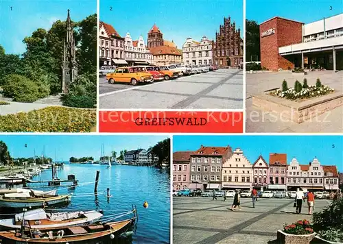 AK / Ansichtskarte Greifswald Rubenowdenkmal PdF HOG Boddenhus Hafen in Wiek Greifswald