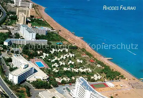 AK / Ansichtskarte Rhodos_Rhodes_aegaeis Fliegeraufnahme Strand Hotels Rhodos_Rhodes_aegaeis