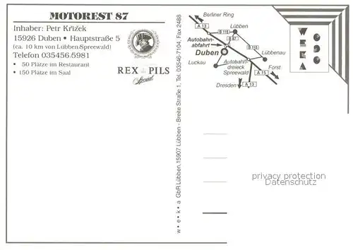 AK / Ansichtskarte Duben Motorest Boehmisches Restaurant Kirche Duben