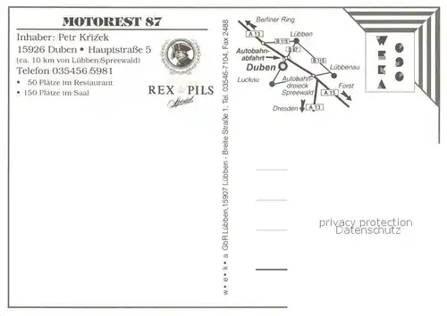 AK / Ansichtskarte Duben Motorest Boehmisches Restaurant Kirche Duben
