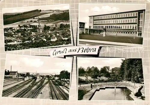 AK / Ansichtskarte Bebra Panorama Bahnhof Eisenbahn Park Gebaeude Bebra