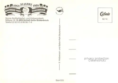 AK / Ansichtskarte Stukenbrock 20 Jahre Hollywoodpark Safariland Stukenbrock