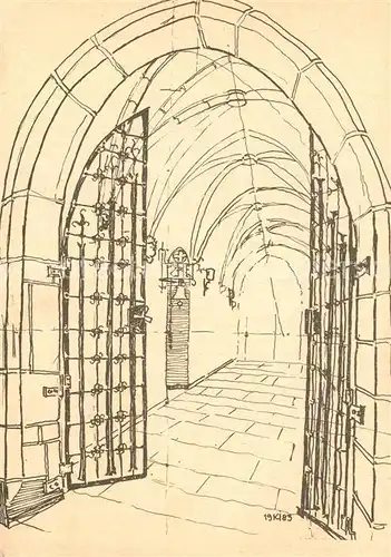 AK / Ansichtskarte Dortmund Propsteikirche 14. Jhdt. Zeichnung von Gerhard Kirchgeorg Kuenstlerkarte Dortmund