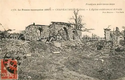 AK / Ansichtskarte Crapeaumesnil Eglise Ruines  Crapeaumesnil