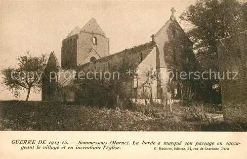 AK / Ansichtskarte Sommesous Eglise Ruines Guerre  Sommesous
