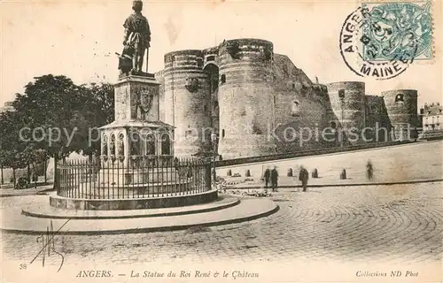 AK / Ansichtskarte Angers La Statue du Rene et le Chateau Angers