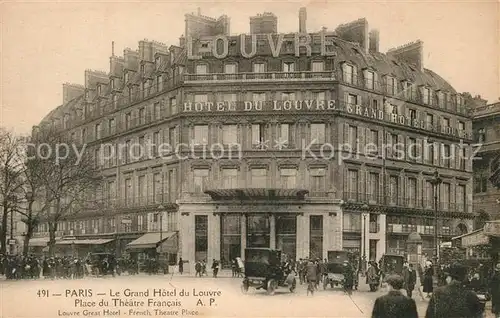 AK / Ansichtskarte Paris Le Grand Hotel du Louvre Place du Theatre Francais Paris