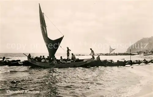 AK / Ansichtskarte Koserow_Ostseebad_Usedom Segelboot Strand Koserow_Ostseebad_Usedom