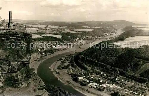 AK / Ansichtskarte Bad_Schandau Fels Lilienstein Blick ins Elbtal Bad_Schandau