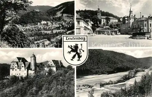 AK / Ansichtskarte Leutenberg_Thueringen Teilansichten Marktplatz Brunnen Kirche Schloss Freibad Landschaftspanorama Leutenberg Thueringen