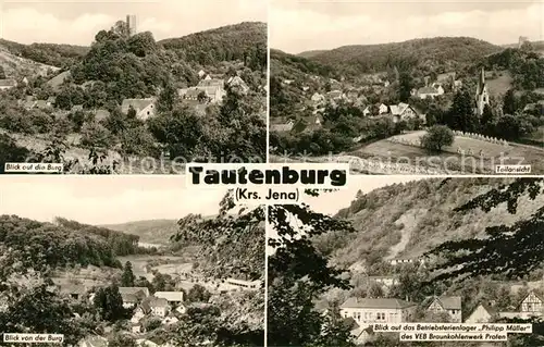 AK / Ansichtskarte Tautenburg Blick zur Burg Teilansichten Betriebsferienlager Philipp Mueller VEB Braunkohlenwerk Profen Tautenburg