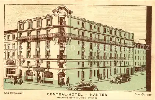 AK / Ansichtskarte Nantes_Loire_Atlantique San Restaurant Central Hotel San Garage Nantes_Loire_Atlantique