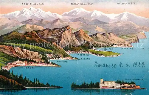 AK / Ansichtskarte Gardasee_Lago_di_Garda Panoramakarte Gardasee_Lago_di_Garda