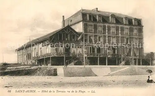 AK / Ansichtskarte Saint_Aubin_de_Baubigne Hotel de la Terrasse vu de la Plage 