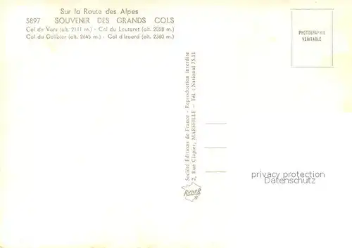 AK / Ansichtskarte Briancon Col de Vars Col du Lautaret Col du Galibier Col d Izoard Briancon