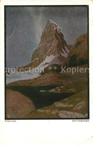 AK / Ansichtskarte Zermatt_VS Matterhorn Walliser Alpen Lithographie Wieland Kuenstlerkarte Zermatt_VS