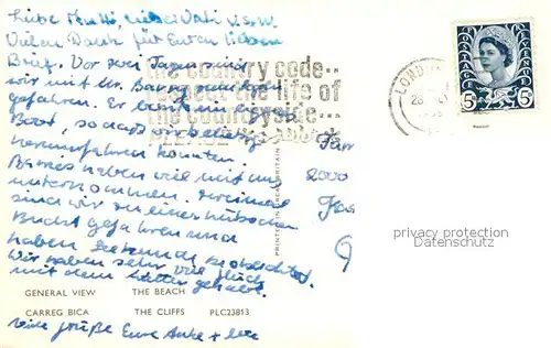 AK / Ansichtskarte Llangranog General view Beach Carreg Bica Cliffs 