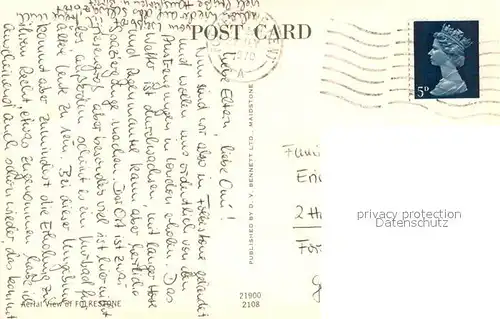 AK / Ansichtskarte Folkestone Aerial view Folkestone