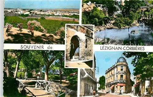 AK / Ansichtskarte Lezignan Corbieres Vue generale Jardin Public Portail de l Eglise Cours de la Republique Lezignan Corbieres