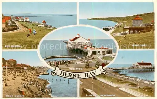 AK / Ansichtskarte Herne_Bay The Downs Kings Hall West Beach Pier and Promenade Herne_Bay