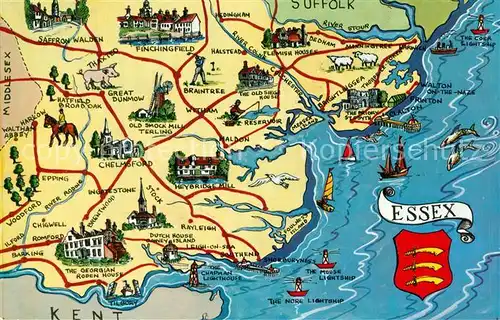 AK / Ansichtskarte Essex_Grafschaft Landkarte Essex Grafschaft