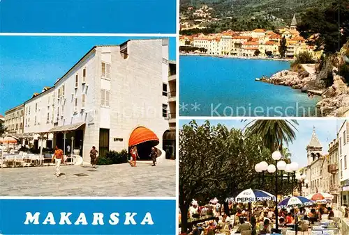AK / Ansichtskarte Makarska_Dalmatien Teilansichten Innenstadt Strassencafes Bucht Makarska Dalmatien