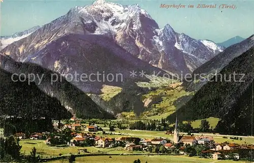 AK / Ansichtskarte Mayrhofen_Zillertal Gesamtansicht mit Alpenpanorama Zillertaler Alpen Mayrhofen_Zillertal