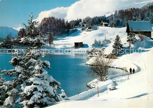 AK / Ansichtskarte Davos_GR Wanderweg um den Davosersee Winterlandschaft Davos_GR