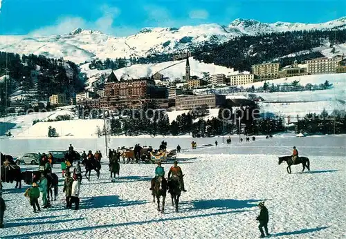 AK / Ansichtskarte St_Moritz_GR Wintersportplatz Reiten Pferdekutsche Alpen  St_Moritz_GR