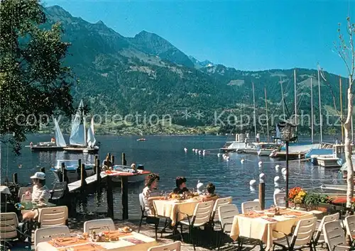 AK / Ansichtskarte Interlaken_BE Strand  und Golfhotel Neuhaus Restaurant Seeterrasse Yachthafen Interlaken_BE