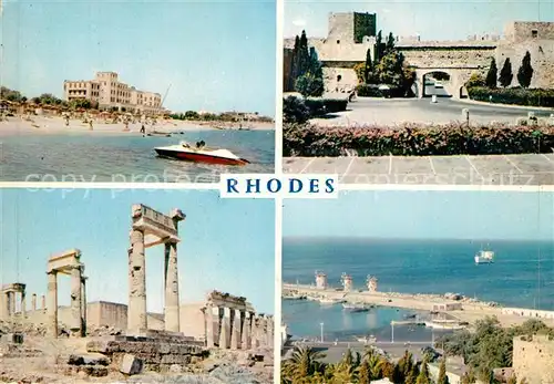 AK / Ansichtskarte Rhodes_Rhodos_Greece Strand Hotel Festung Hafen Alter Tempel Antike Staette Rhodes_Rhodos_Greece