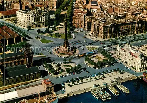 AK / Ansichtskarte Barcelona_Cataluna Plaza del Portal de la Paz Carabela Santa Maria Monumento vista aerea Barcelona Cataluna