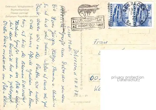 AK / Ansichtskarte Debrecen_Debrezin Viragkarneval Blumenkarneval Debrecen Debrezin