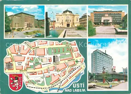 AK / Ansichtskarte Usti_nad_Labem Kultumi dum Divadlo Zd. Nejedleho KNV Interhotel Bohemia Usti_nad_Labem