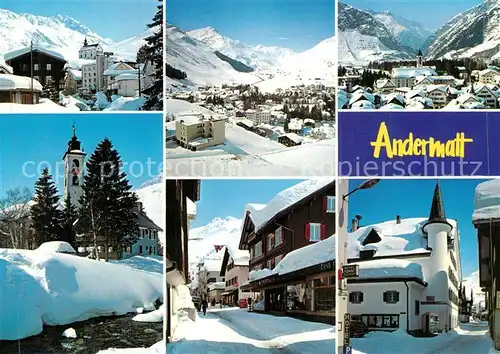 AK / Ansichtskarte Andermatt Teilansichten Wintersportplatz im Urserental Alpenpanorama Andermatt