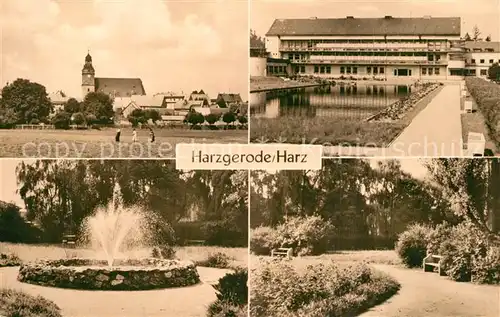 AK / Ansichtskarte Harzgerode Blick zur Kirche Ferienheim Park Fontaene Harzgerode