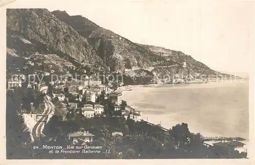 AK / Ansichtskarte Menton_Alpes_Maritimes Vue sur Garavan et la Frontiere Italienne Cote d Azur Menton_Alpes_Maritimes