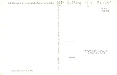 AK / Ansichtskarte Schmuecke Erholungsheim Eisenwerke West Landschaftspanorama Schmuecke