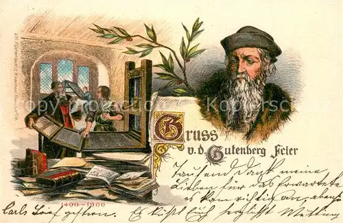 AK / Ansichtskarte Gutenberg_Johannes_Buchdruck Litho 