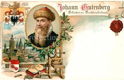 AK / Ansichtskarte Gutenberg_Johannes_Buchdruck Mainz Litho 